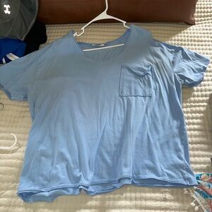 Zenana Outfitters Light Blue V-Neck Blouse